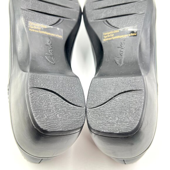 Clarks‎ Womens Size 8 Blue Leather Slip On Comfort Clogs Loafers Shoes - Picture 12 of 15